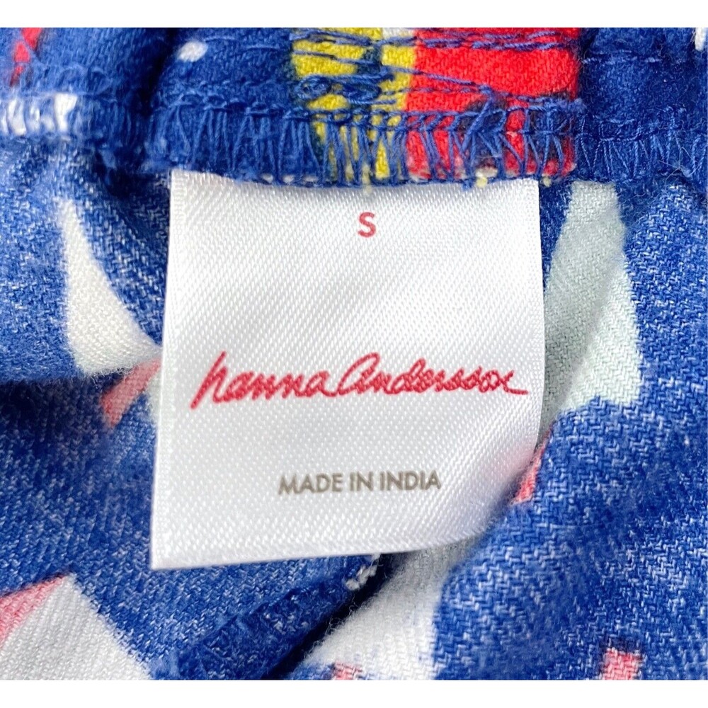 Hanna Andersson Adult Small PJ Blue Fleece Pants Cotton Houses Snow Trees - Picture 4 of 4